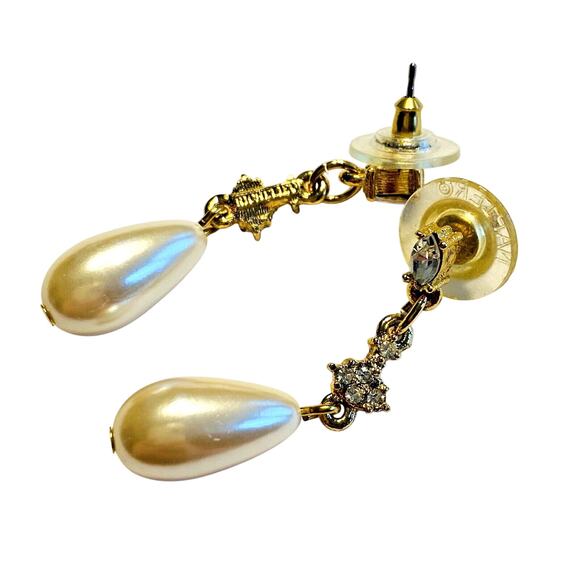 Vintage Richelieu Pierced Earrings Elegant Pearl Teardrops Dangles Wedding Bride - Picture 4 of 6